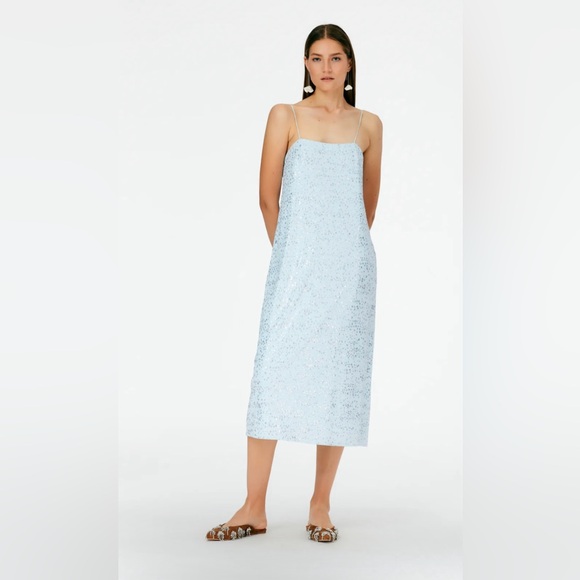 Tibi Scintilla Jersey Slip Dress Blue Sz 4 NWT - Picture 14 of 14